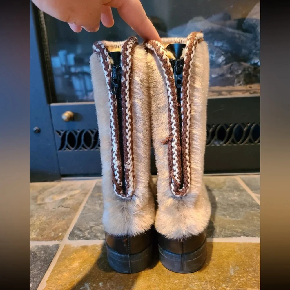 Vintage Aspen Brown Faux Fur Fleece Lined After-Ski Snow Boots size 7